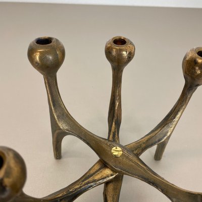 Mid-Century German Brutalist Candleholder in Bronze by Michael Harjes, 1960s-QZ-1257933