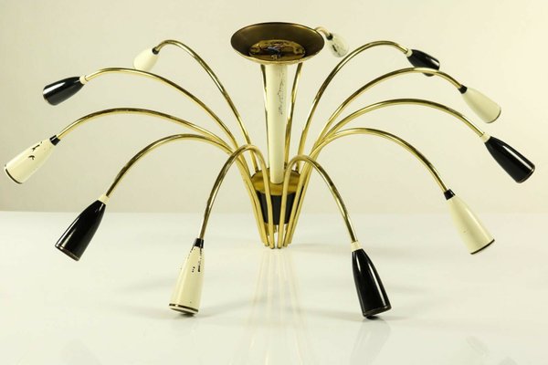 Mid-Century German Ceiling Lamp in Brass, 1950s-FUP-1398113