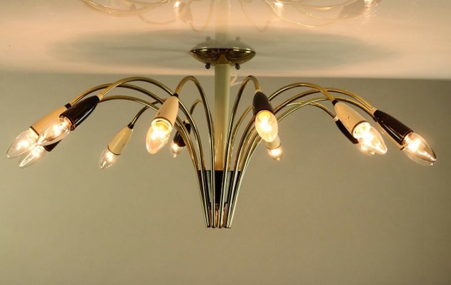 Mid-Century German Ceiling Lamp in Brass, 1950s-FUP-1398113