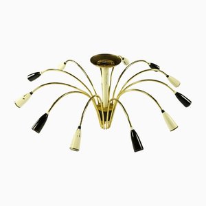 Mid-Century German Ceiling Lamp in Brass, 1950s-FUP-1398113