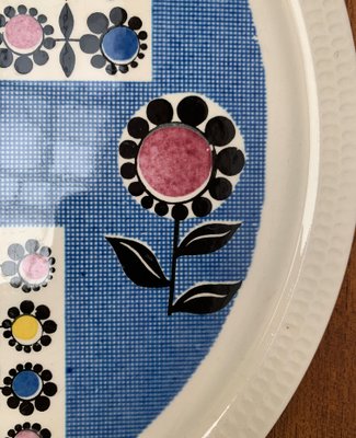 Mid-Century German Ceramic Cake Plate with Flower Motifs from Limburg, 1960s-UAH-1431196