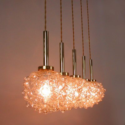 Mid-Century German Clear Bubble and Brass Pendant, 1960s-OE-897915