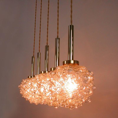 Mid-Century German Clear Bubble and Brass Pendant, 1960s-OE-897915