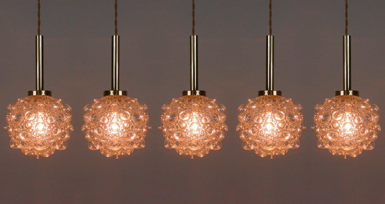 Mid-Century German Clear Bubble and Brass Pendant, 1960s-OE-897915