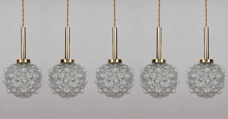 Mid-Century German Clear Bubble and Brass Pendant, 1960s-OE-897915