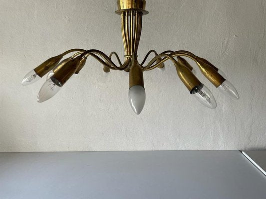 Mid-Century German Full Brass 12-Armed Sputnik Chandelier, 1950s-RDS-1196888