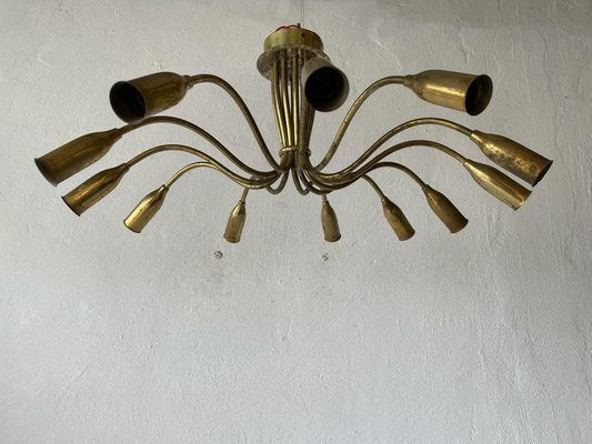 Mid-Century German Full Brass 12-Armed Sputnik Chandelier, 1950s-RDS-1196888