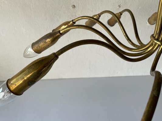 Mid-Century German Full Brass 12-Armed Sputnik Chandelier, 1950s-RDS-1196888