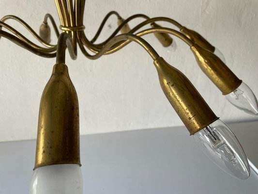 Mid-Century German Full Brass 12-Armed Sputnik Chandelier, 1950s-RDS-1196888