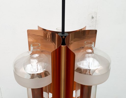 Mid-Century German Glass and Copper Pendant Lamp from Cosack, 1960s-UAH-1293255