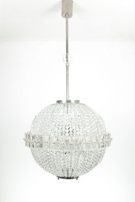 Mid-Century German Glass Bead 13-Burner Chandelier from VEB Leuchtenbau Leipzig, 1960s-YGX-766760