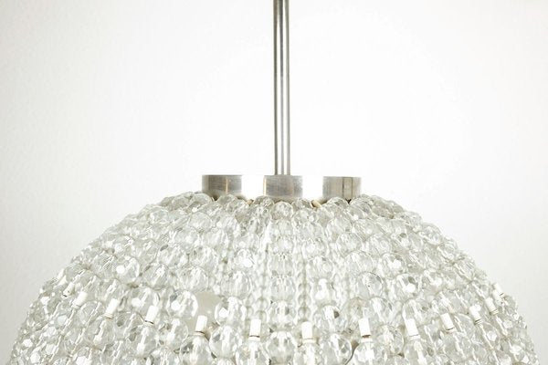 Mid-Century German Glass Bead 13-Burner Chandelier from VEB Leuchtenbau Leipzig, 1960s-YGX-766760