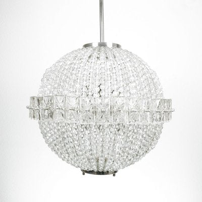 Mid-Century German Glass Bead 13-Burner Chandelier from VEB Leuchtenbau Leipzig, 1960s-YGX-766760