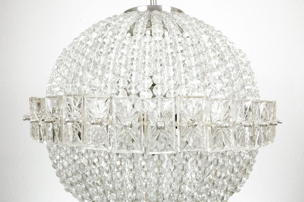 Mid-Century German Glass Bead 13-Burner Chandelier from VEB Leuchtenbau Leipzig, 1960s-YGX-766760