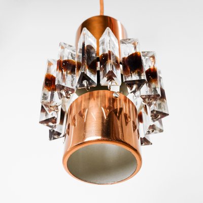 Mid-Century German Glass & Copper Hanging Lamp, 1960s-YGX-1172081