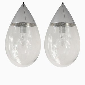 Mid-Century German Glass Drop Pendant Lamps from Glashütte Limburg, Set of 2-NV-647012