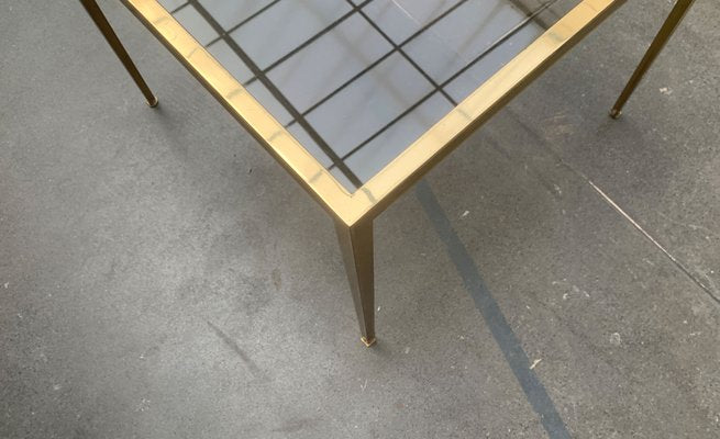 Mid-Century German Hollywood Regency Style Brass Glass Side Couch Table from Vereinigte Werkstätten, 1960s-UAH-1141787