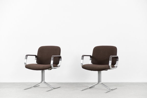 Mid-Century German Modern Brown Aluminum Chairs from Mauser Werke Waldeck, 1970s, Set of 2-ZAA-1132916