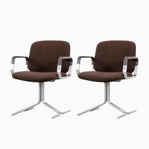 Mid-Century German Modern Brown Aluminum Chairs from Mauser Werke Waldeck, 1970s, Set of 2-ZAA-1132916