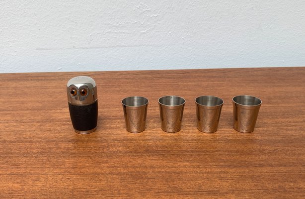 Mid-Century German Owl Style Metal Shot Glasses, 1960s, Set of 5-UAH-1297556