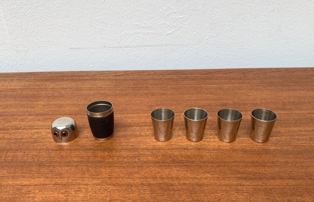 Mid-Century German Owl Style Metal Shot Glasses, 1960s, Set of 5-UAH-1297556