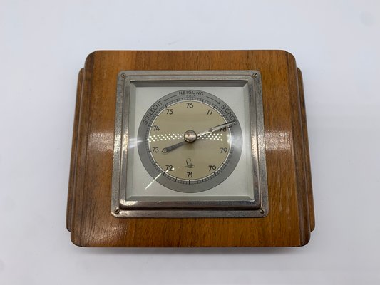 Mid-Century German Simple Weather Station Embedded in a Hardwood Base from Lufft-BZB-2031432