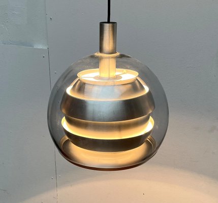 Mid-Century German Space Age Aluminum and Glass Globe Pendant Lamp from Doria, 1960s-UAH-1824264