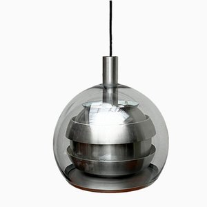 Mid-Century German Space Age Aluminum and Glass Globe Pendant Lamp from Doria, 1960s-UAH-1824264