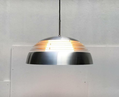 Mid-Century German Space Age Aluminum and Glass Pendant Lamp from Doria, 1960s-UAH-1817947