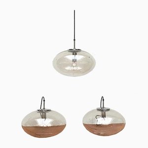 Mid-Century German Space Age Glass Ufo Pendant Lamps from Limburg, Set of 3-UAH-872445