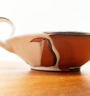 Mid-Century German Studio Pottery Candle Holder with Bird Design from Töpferei Bücking Börnsen, 1960s-UAH-1193961