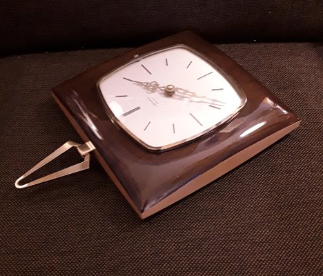 Mid-Century German Wall Clock Ato-Mat in Dark Walnut & Light Birch, 1950s-HOI-1726483