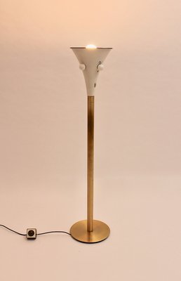 Mid-Century German White Golden Floor Lamp from Staff, 1960s-NB-724294