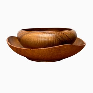 Mid-Century German Wooden Bowls, 1960s, Set of 2-UAH-1796953