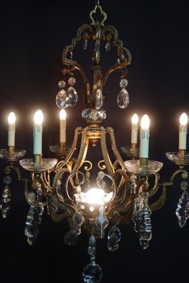 Mid-Century Gilt Iron Chandelier, 1950s-WSV-1813734