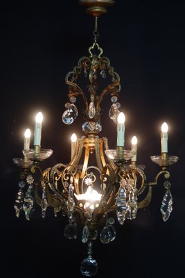 Mid-Century Gilt Iron Chandelier, 1950s-WSV-1813734