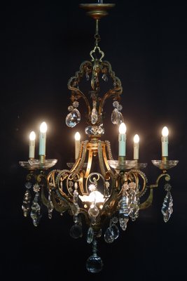 Mid-Century Gilt Iron Chandelier, 1950s-WSV-1813734