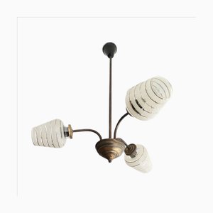 Mid-Century Glass and Brass 3-Light Sputnik Light-SCS-1100862