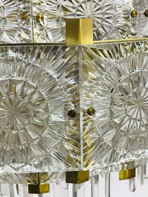 Mid-Century Glass and Brass Chandelier by Kamenicky Senov-JXK-1156380