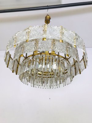 Mid-Century Glass and Brass Chandelier by Kamenicky Senov-JXK-1156380