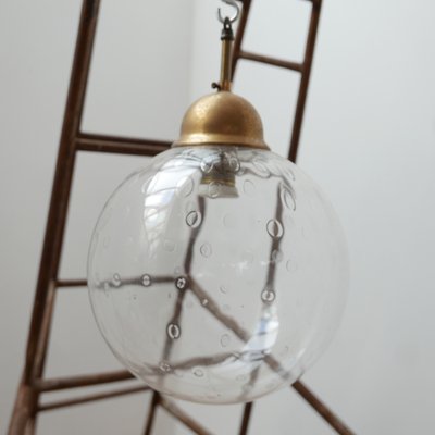 Mid-Century Glass and Brass Pendant Lamp-JRP-988014