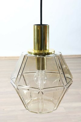 Mid-Century Glass and Brass Pendant Lamp from Limburg, 1960s-FUP-659636