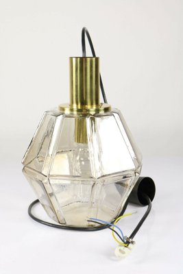 Mid-Century Glass and Brass Pendant Lamp from Limburg, 1960s-FUP-659636