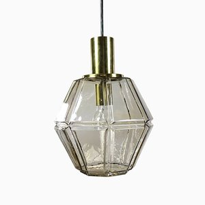 Mid-Century Glass and Brass Pendant Lamp from Limburg, 1960s-FUP-659636