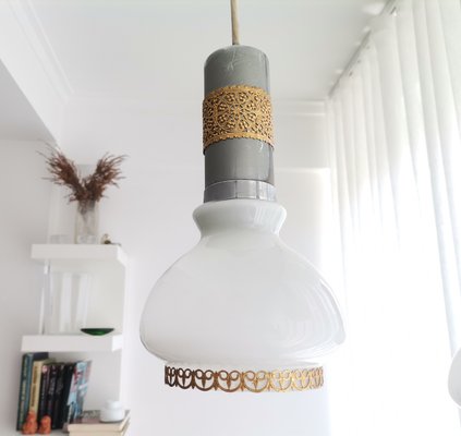 Mid-Century Glass and Metal Cascading Hanging Lamp, 1960s-SCS-1004653