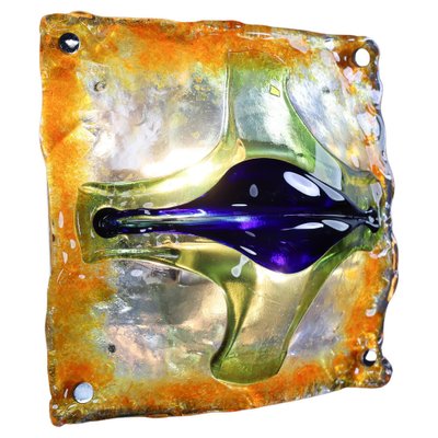 Mid-Century Glass Art Wall Light attributed to Tony Zuccheri for Mazzega, Italy, 1960s-TRW-1812095