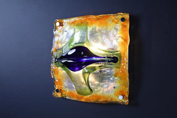 Mid-Century Glass Art Wall Light attributed to Tony Zuccheri for Mazzega, Italy, 1960s-TRW-1812095