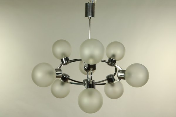 Mid-Century Glass Ball Sputnik Pendant Lamp, 1970s-FUP-691922