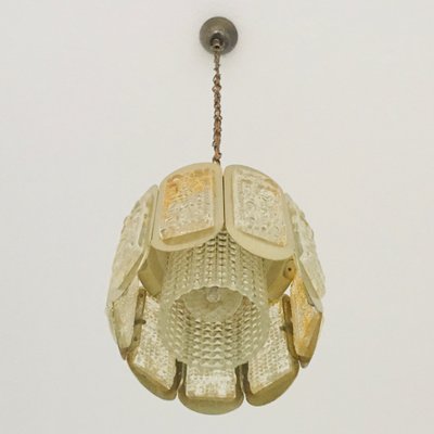 Mid-Century Glass & Brass Ceiling Lamp from Vitrika, Denmark, 1960s-BMM-1098001