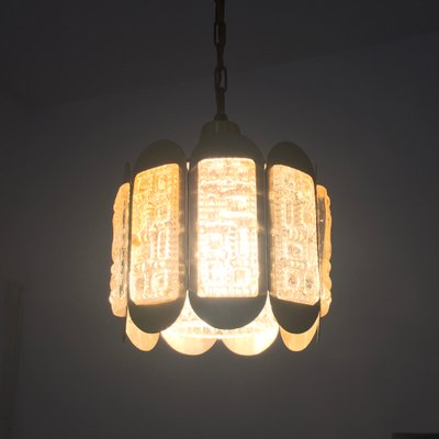 Mid-Century Glass & Brass Ceiling Lamp from Vitrika, Denmark, 1960s-BMM-1098001